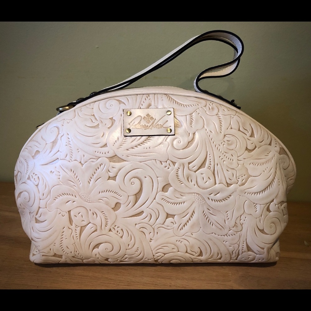 NWT Patricia Nash Fiora dome satchel, white tooled